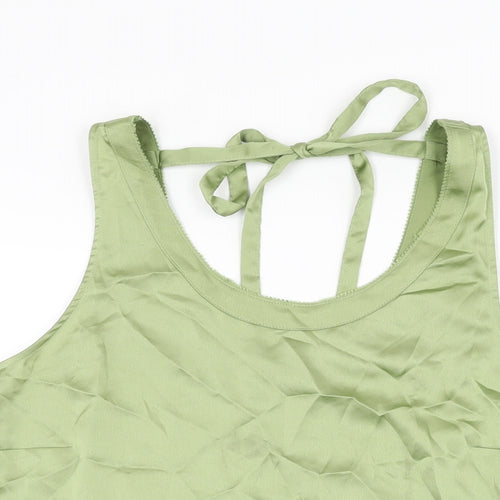 Marks and Spencer Womens Green Polyester Basic T-Shirt Size 10 Scoop Neck