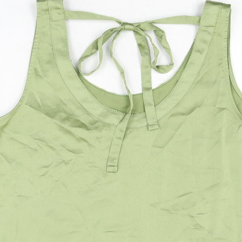 Marks and Spencer Womens Green Polyester Basic T-Shirt Size 10 Scoop Neck