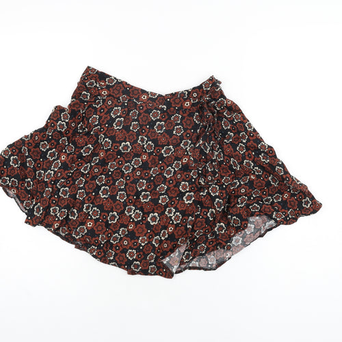 Cooperative Womens Black Floral Viscose Wrap Skirt Size XS Tie