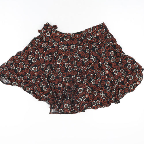 Cooperative Womens Black Floral Viscose Wrap Skirt Size XS Tie