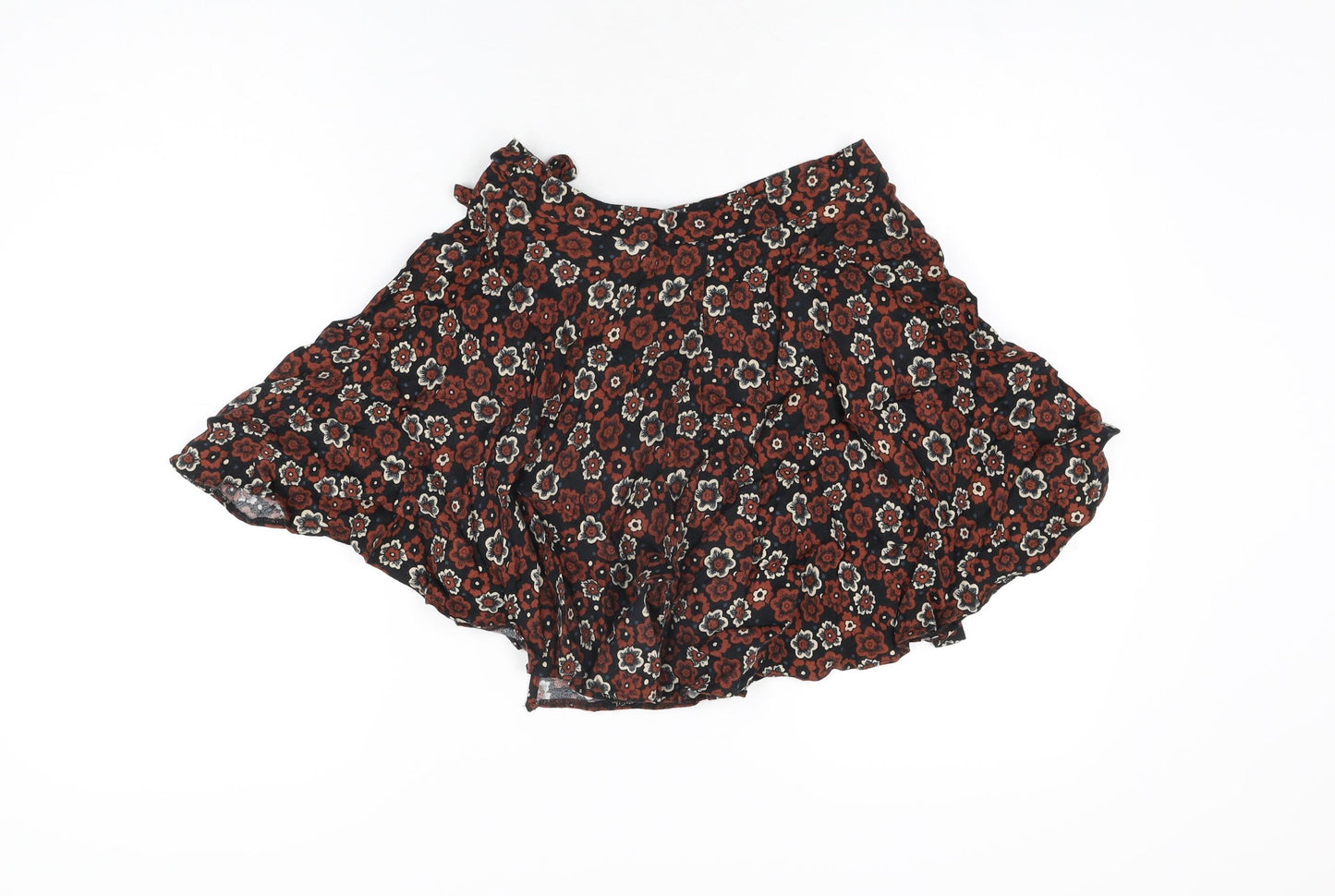 Cooperative Womens Black Floral Viscose Wrap Skirt Size XS Tie