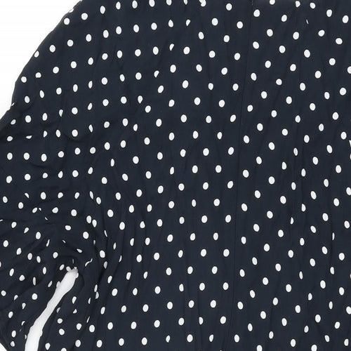 Phase Eight Womens Blue Polka Dot Viscose Shift Size 14 Round Neck Zip