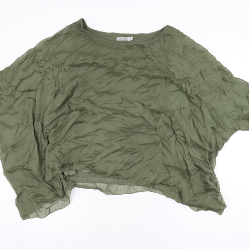 Elena Baldi Womens Green Viscose Basic Blouse Size L Round Neck