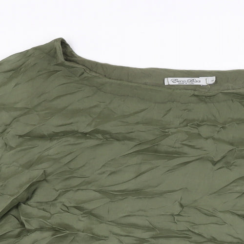 Elena Baldi Womens Green Viscose Basic Blouse Size L Round Neck