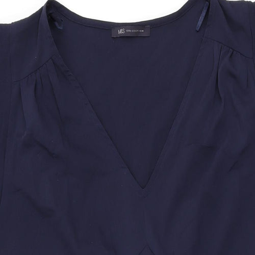 Marks and Spencer Womens Blue Polyester Shift Size 16 V-Neck Tie