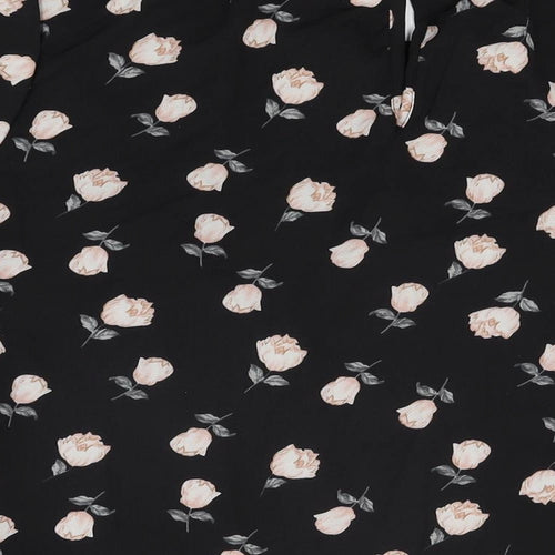 Lovedrobe Womens Black Floral Polyester Basic T-Shirt Size 26 Boat Neck