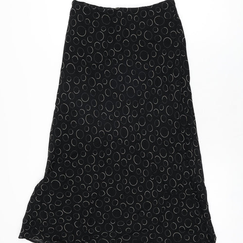 Marks and Spencer Womens Black Geometric Polyester Flare Skirt Size 10
