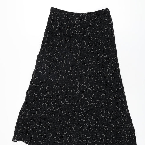 Marks and Spencer Womens Black Geometric Polyester Flare Skirt Size 10