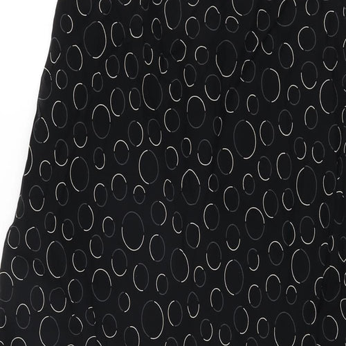Marks and Spencer Womens Black Geometric Polyester Flare Skirt Size 10