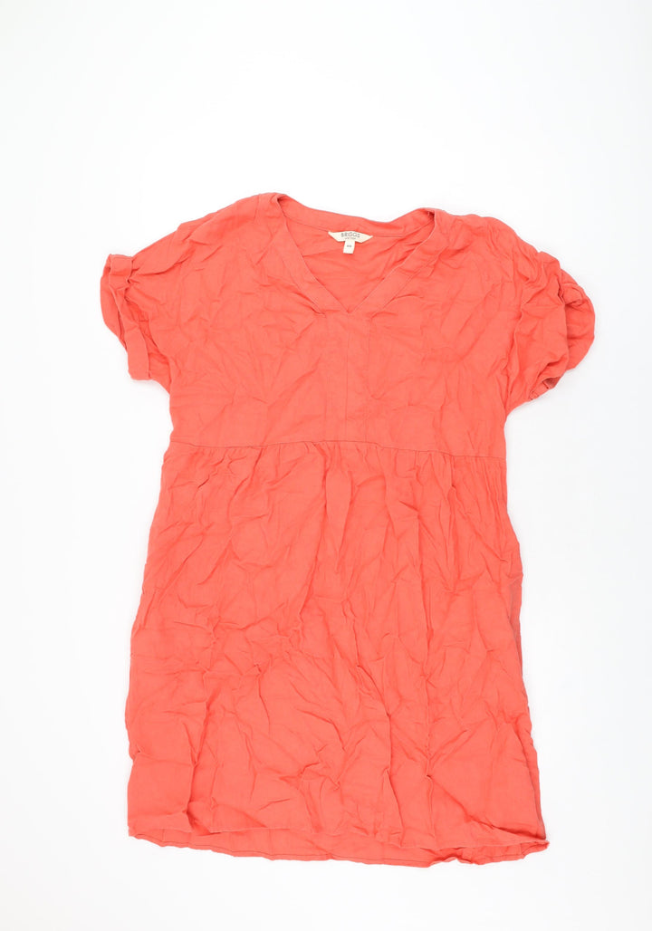 Briggs New York Womens Red Linen Shift Size M V-Neck Pullover