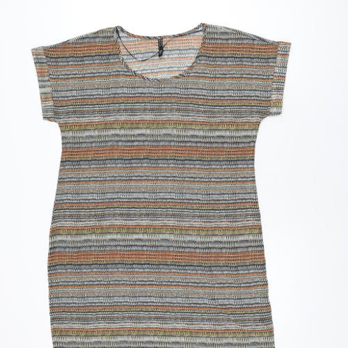 FOIL Womens Multicoloured Geometric Polyester Shift Size 10 Round Neck Pullover - Sheer