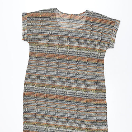 FOIL Womens Multicoloured Geometric Polyester Shift Size 10 Round Neck Pullover - Sheer