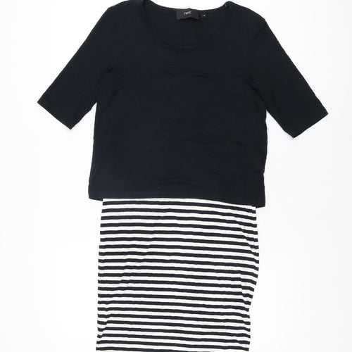 NEXT Womens Blue Striped Polyester Bodycon Size 10 Round Neck Zip