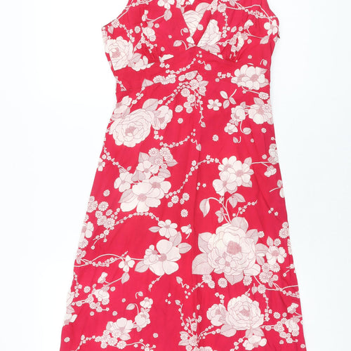 Great Plains Womens Pink Floral Cotton A-Line Size XS V-Neck Zip