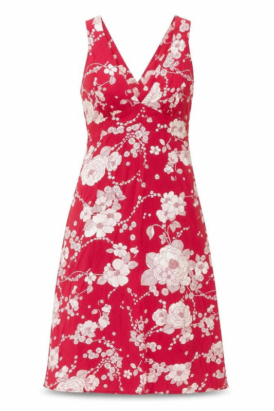 Front view of Great Plains women’s pink floral cotton a-line, size XS, v-neck zip