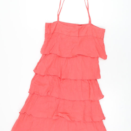 Topshop Womens Pink Cotton Shift Size 10 Square Neck Zip