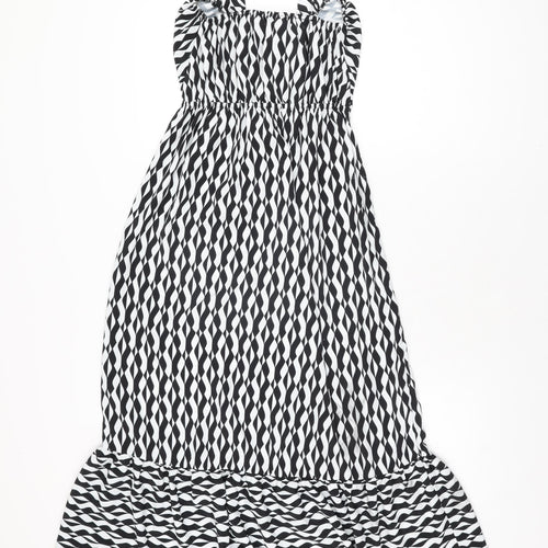 Dorothy Perkins Womens White Geometric Polyester A-Line Size 8 V-Neck Pullover