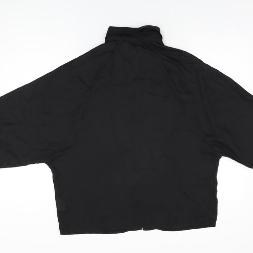 PRETTYLITTLETHING Womens Black Polyester Basic Button-Up Size 12 Collared