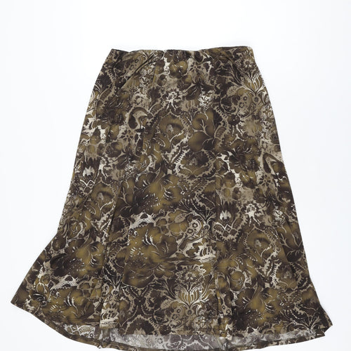 Anna Rose Womens Brown Geometric Polyester Swing Skirt Size 10