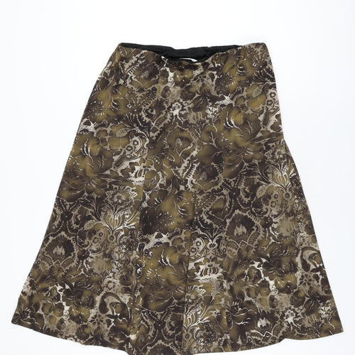 Anna Rose Womens Brown Geometric Polyester Swing Skirt Size 10