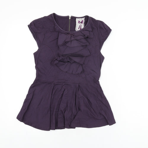 NEXT Womens Purple Cotton Basic T-Shirt Size 6 Round Neck