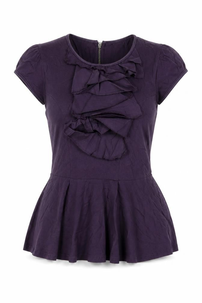 Front view of Next women’s purple cotton basic t-shirt, size UK 6, round neck