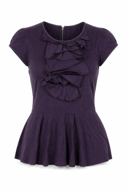Front view of Next women’s purple cotton basic t-shirt, size UK 6, round neck