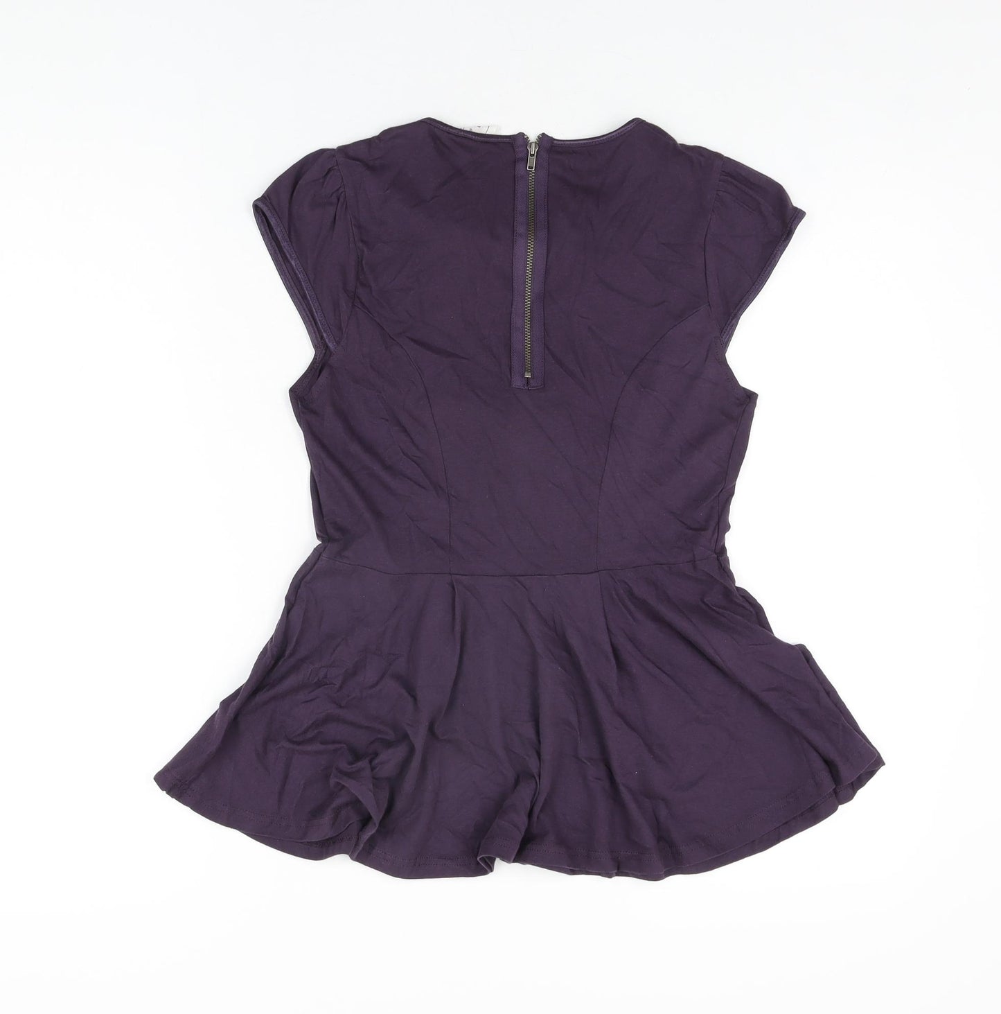 NEXT Womens Purple Cotton Basic T-Shirt Size 6 Round Neck