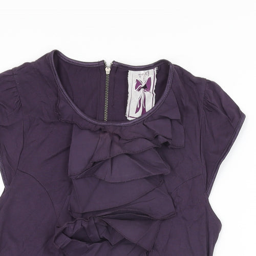 NEXT Womens Purple Cotton Basic T-Shirt Size 6 Round Neck