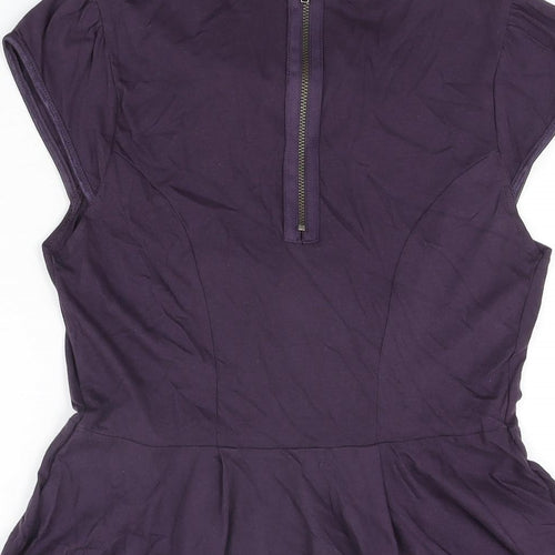 NEXT Womens Purple Cotton Basic T-Shirt Size 6 Round Neck