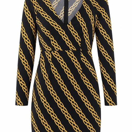 Forever 21 Womens Black Geometric Polyester Bodycon Size S V-Neck Zip