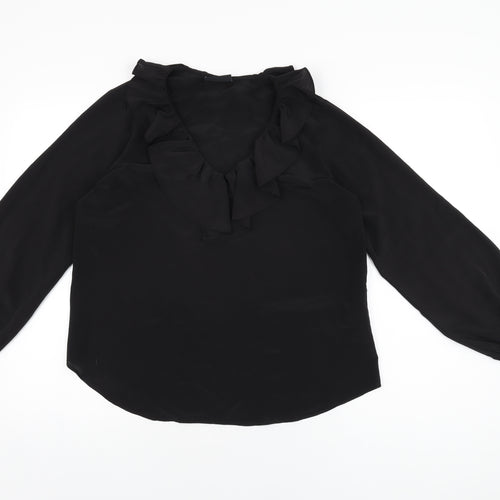 Wallis Womens Black Polyester Basic Blouse Size 10 V-Neck