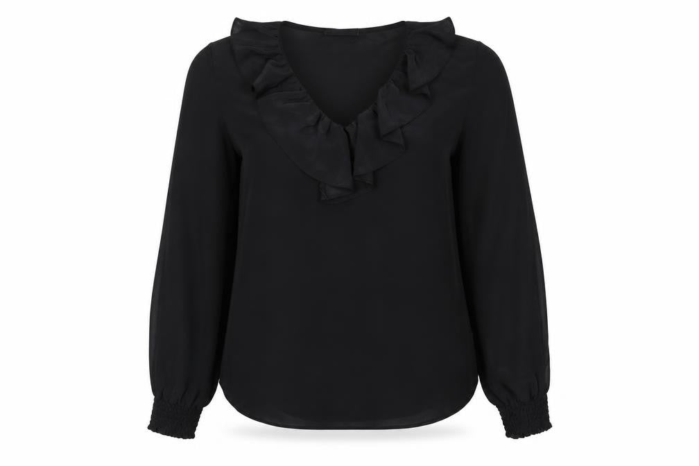 Wallis Womens Black Polyester Basic Blouse Size 10 V-Neck