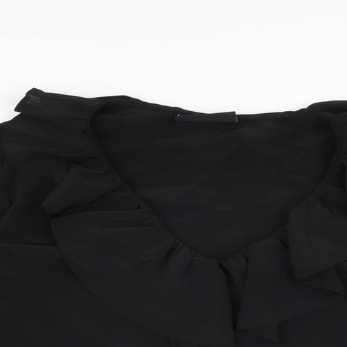 Wallis Womens Black Polyester Basic Blouse Size 10 V-Neck