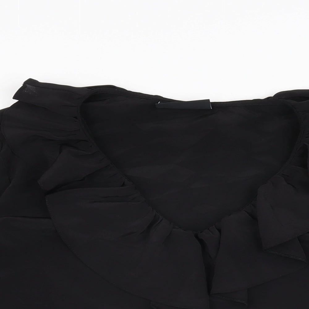 Wallis Womens Black Polyester Basic Blouse Size 10 V-Neck