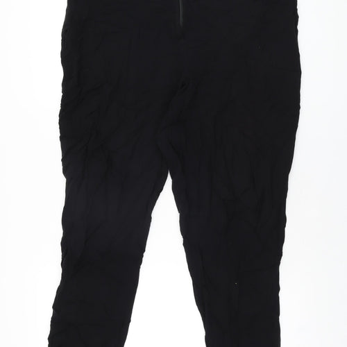 Lindex Womens Black Viscose Trousers Size L L28.5 in Regular Zip