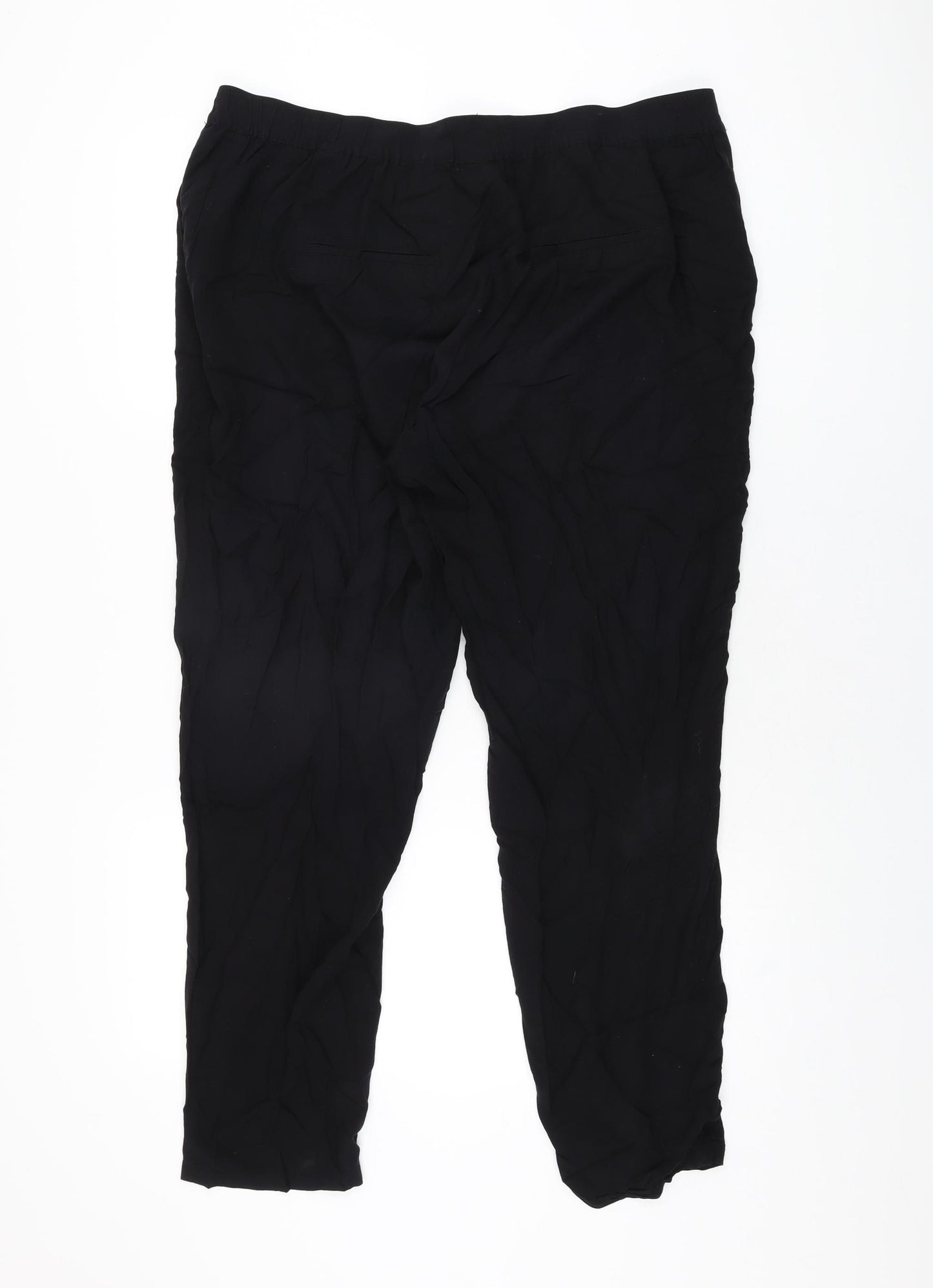 Lindex Womens Black Viscose Trousers Size L L28.5 in Regular Zip