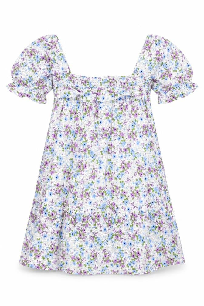 Front view of Vioiet women’s white floral cotton shift, size UK 10, square neck pullover
