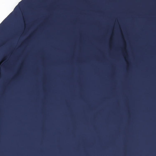 H&M Womens Blue Polyester Basic Button-Up Size 8 V-Neck