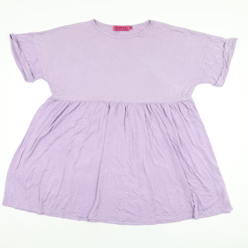 Boohoo Womens Purple Viscose Shift Size 10 Round Neck Pullover