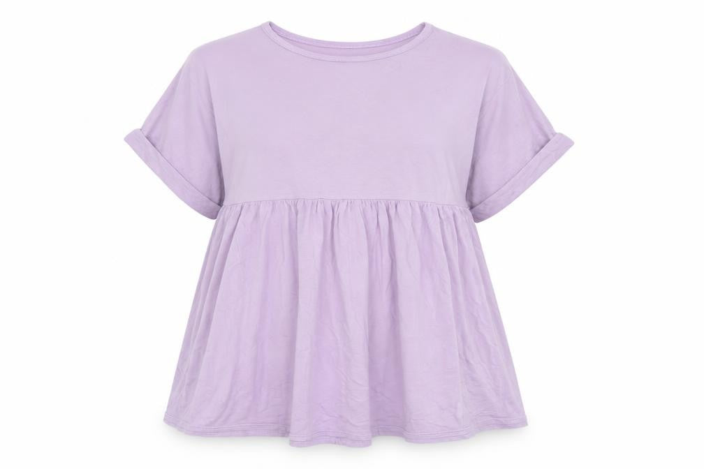 Front view of Boohoo women’s purple viscose shift, size UK 10, round neck pullover