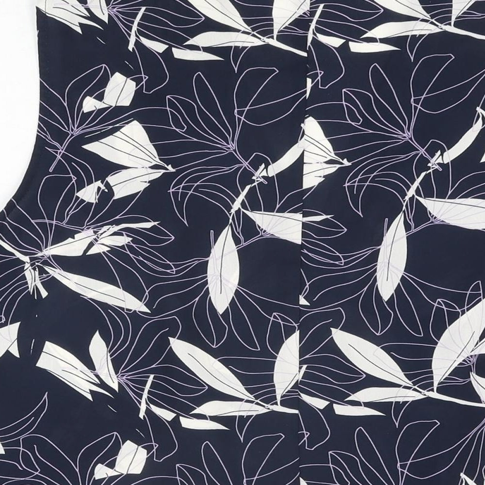 Banana Republic Womens Blue Floral Polyester Basic Blouse Size M V-Neck
