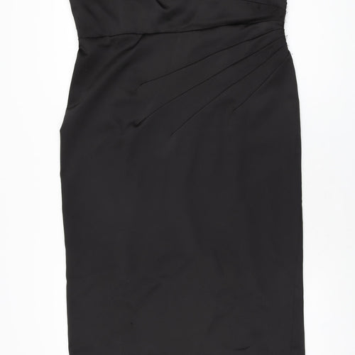 Hotsquash Womens Black Polyester Maxi Size 16 V-Neck Zip