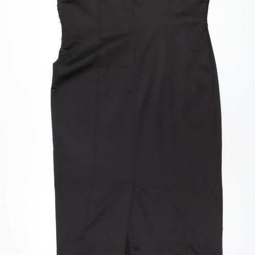 Hotsquash Womens Black Polyester Maxi Size 16 V-Neck Zip