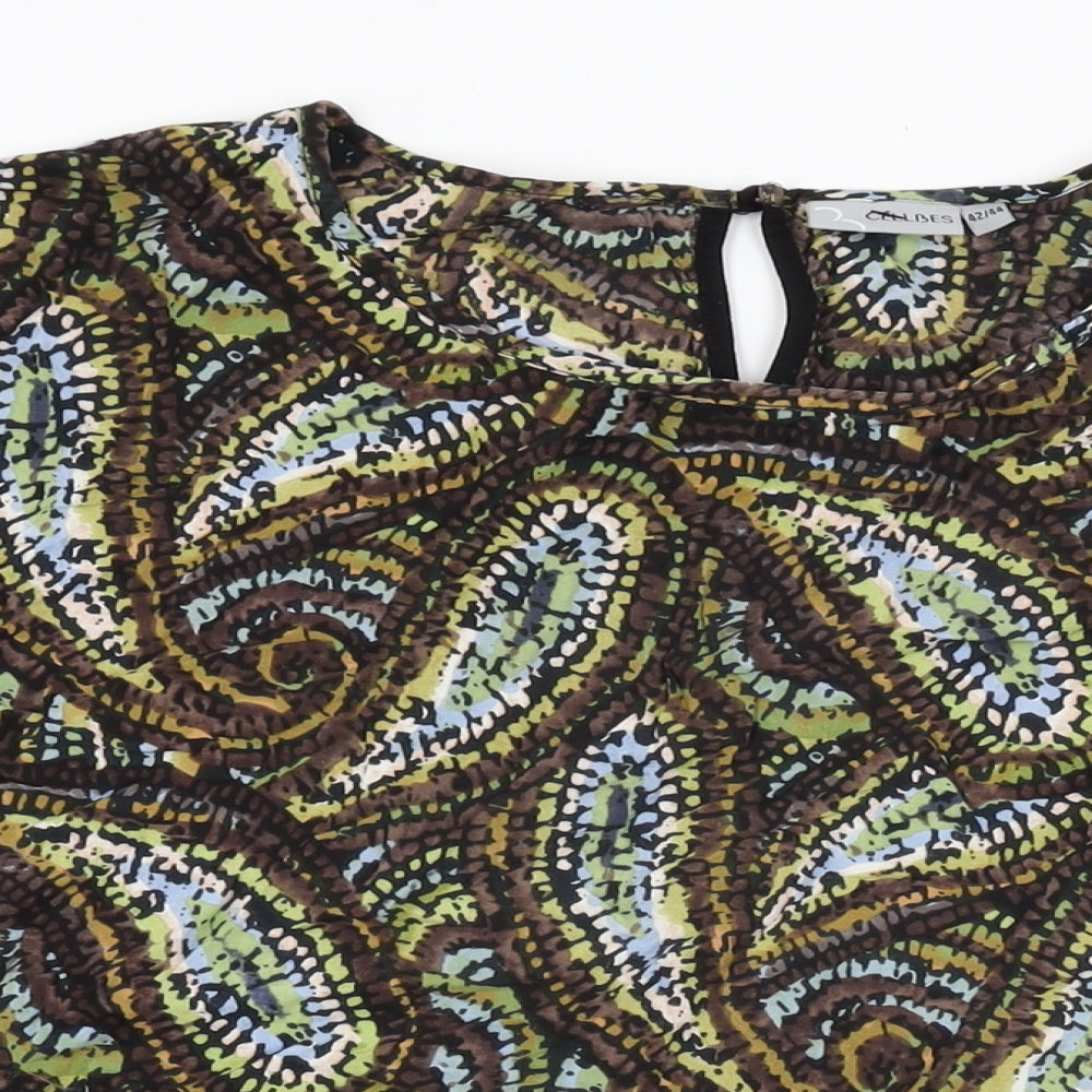 Cellbes Womens Multicoloured Geometric Viscose Basic T-Shirt Size 14 Round Neck