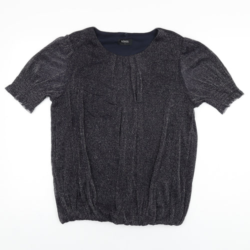 Klass Womens Blue Polyamide Basic T-Shirt Size L Round Neck
