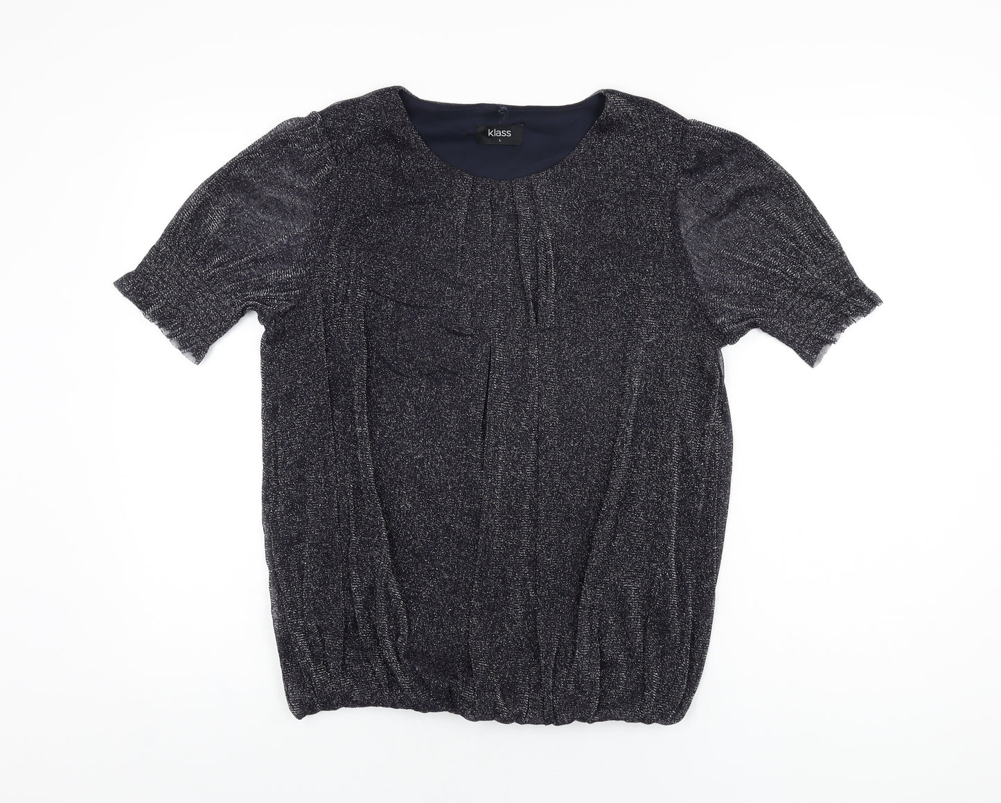 Klass Womens Blue Polyamide Basic T-Shirt Size L Round Neck
