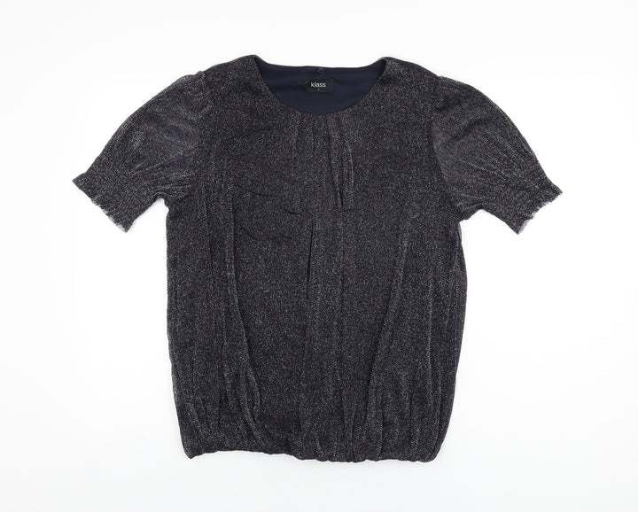 Klass Womens Blue Polyamide Basic T-Shirt Size L Round Neck