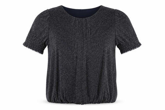 Front view of Klass women’s blue polyamide basic t-shirt, size L, round neck