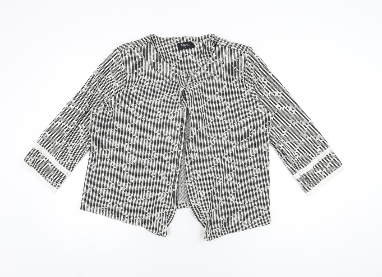 Klass Womens Grey Striped Jacket Size 14 Button